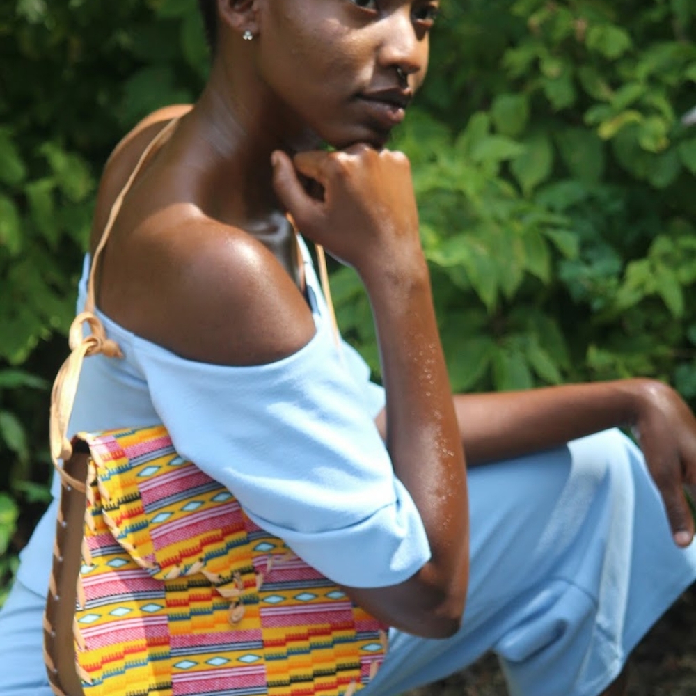 Leather Africa Print Bag